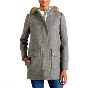 J. Crew grey fur hooded chateau parka size 2
